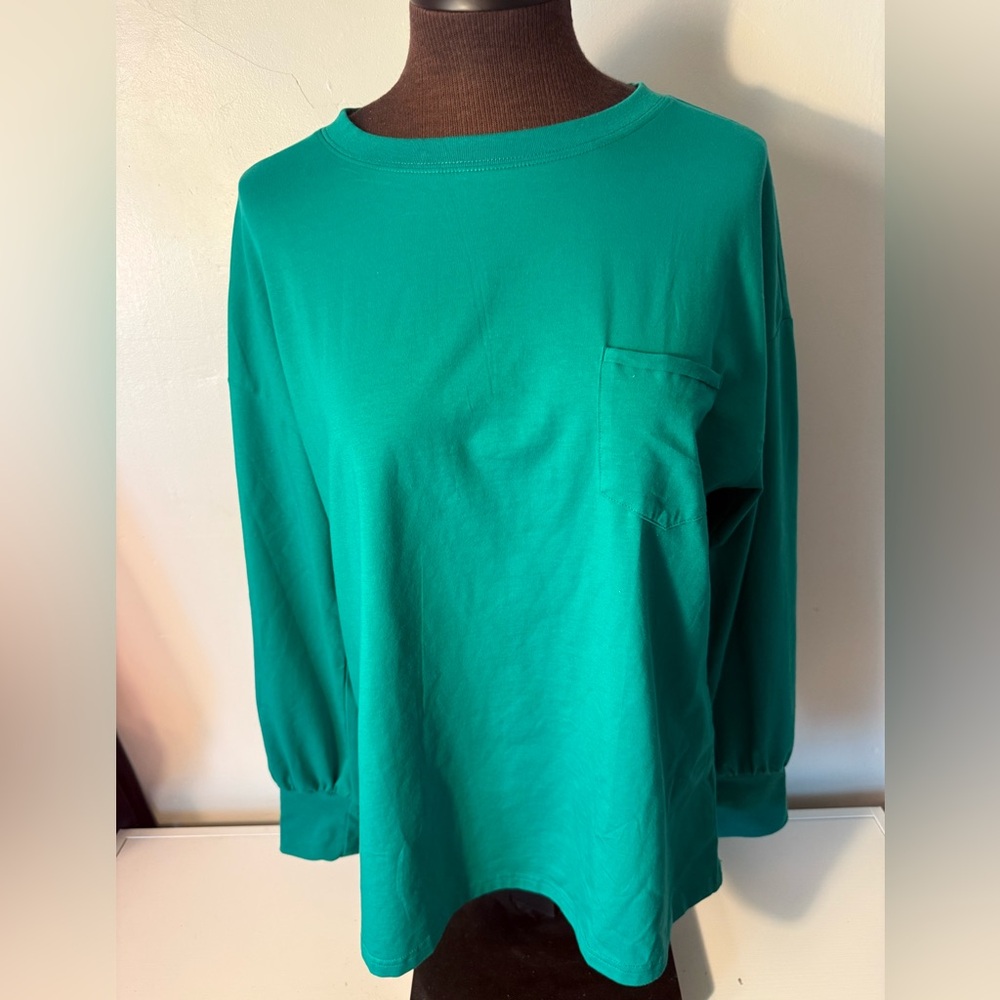 Green Boxy Long Sleeve Tee